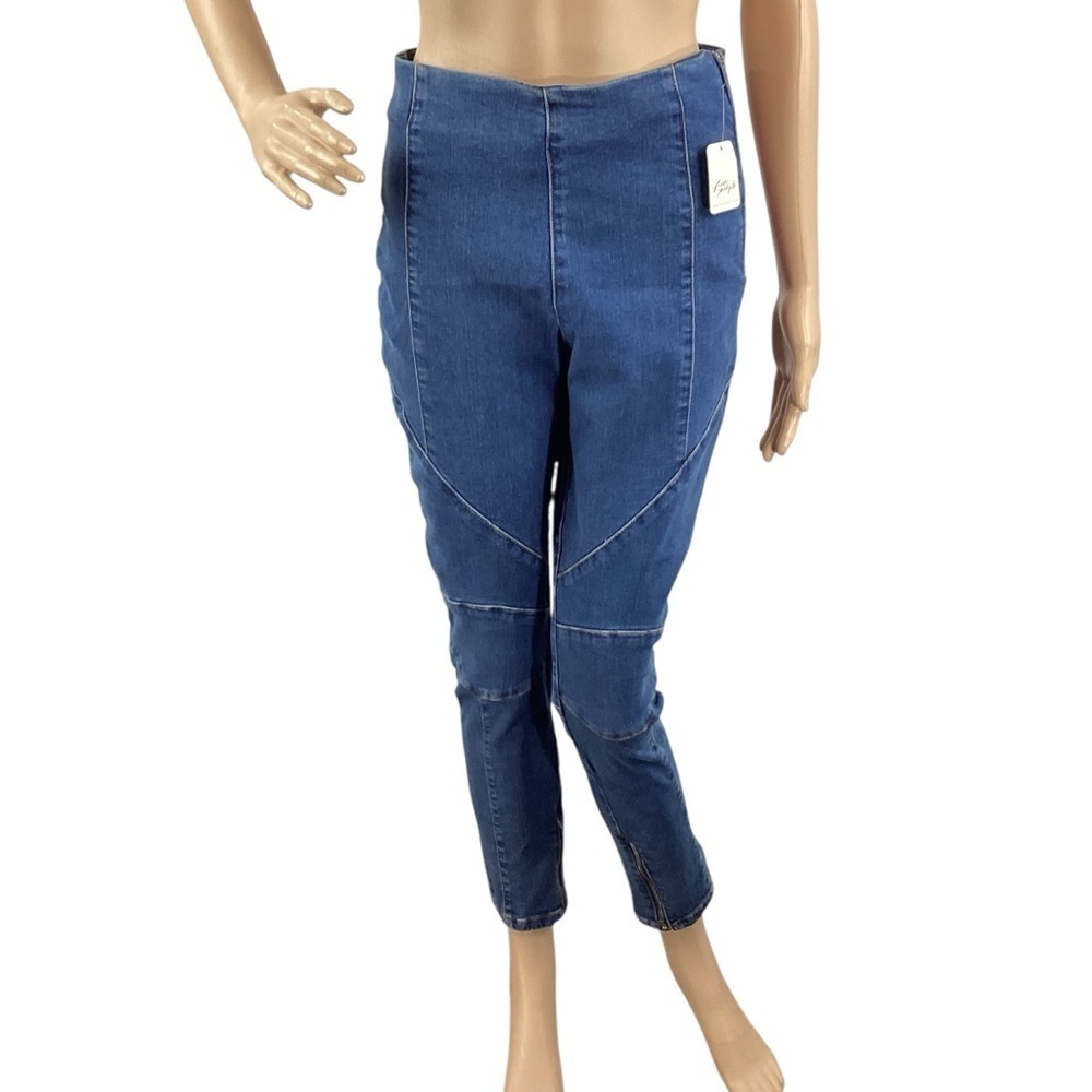 We The Free Bella Moto Mid Rise Skinny Jeans Blue Size 28